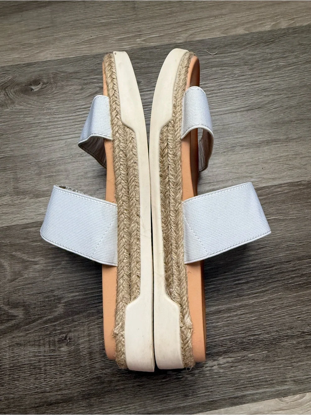 Women's White Double-Strap Espadrille Slide Sandals